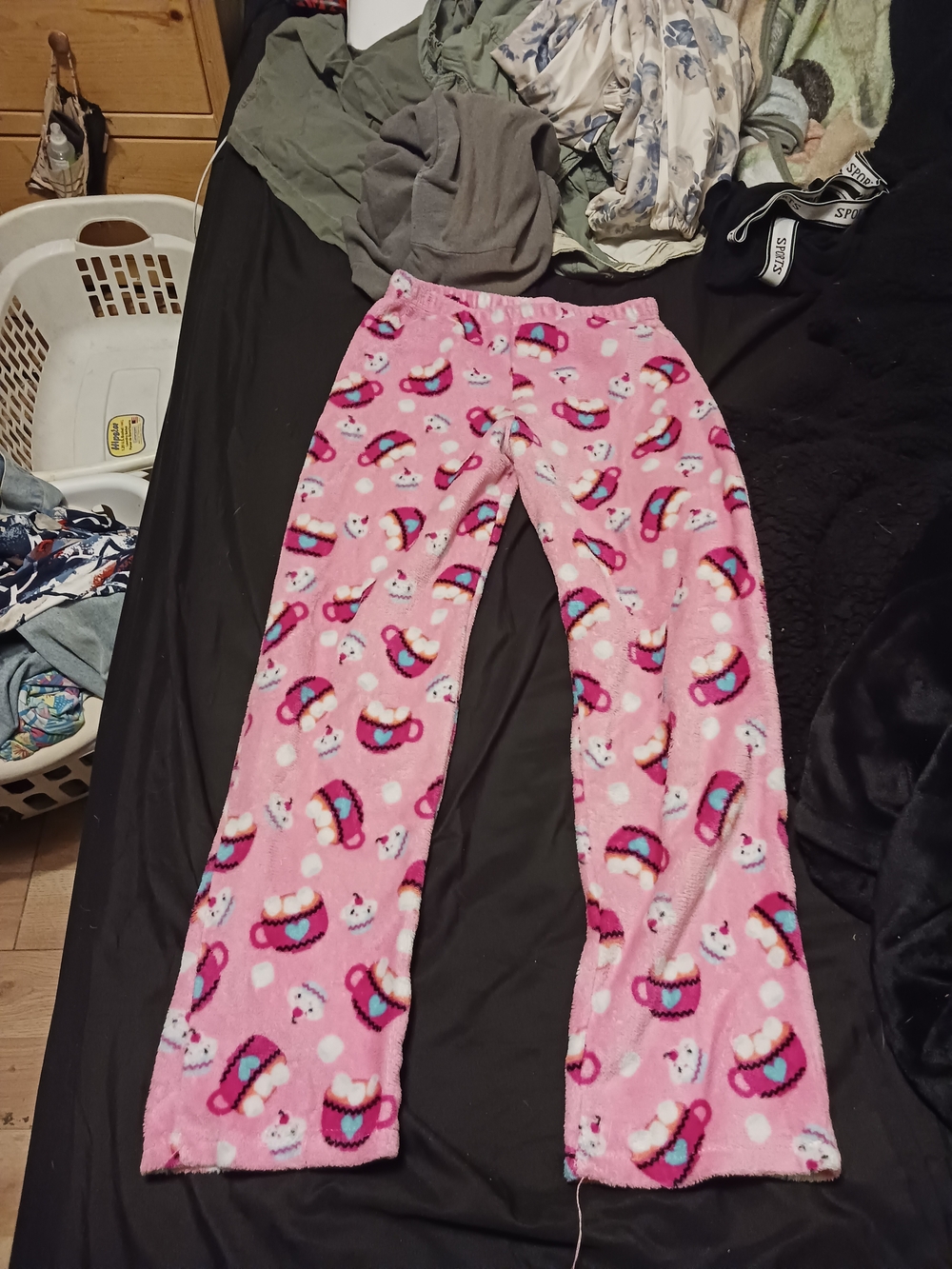 Kids Pink Fleece Pajama Pants with Cupcake Print - Soft Cozy Sleepwear